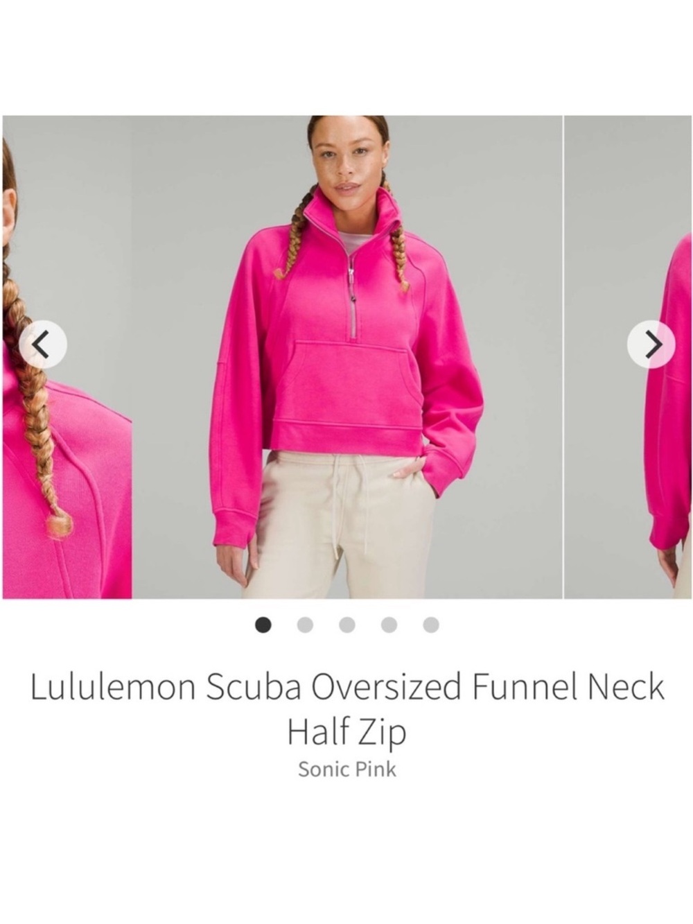 Lululemon Scuba Oversized Funnel Neck Half Zip Jacket Sonic Pink Sz XS/S